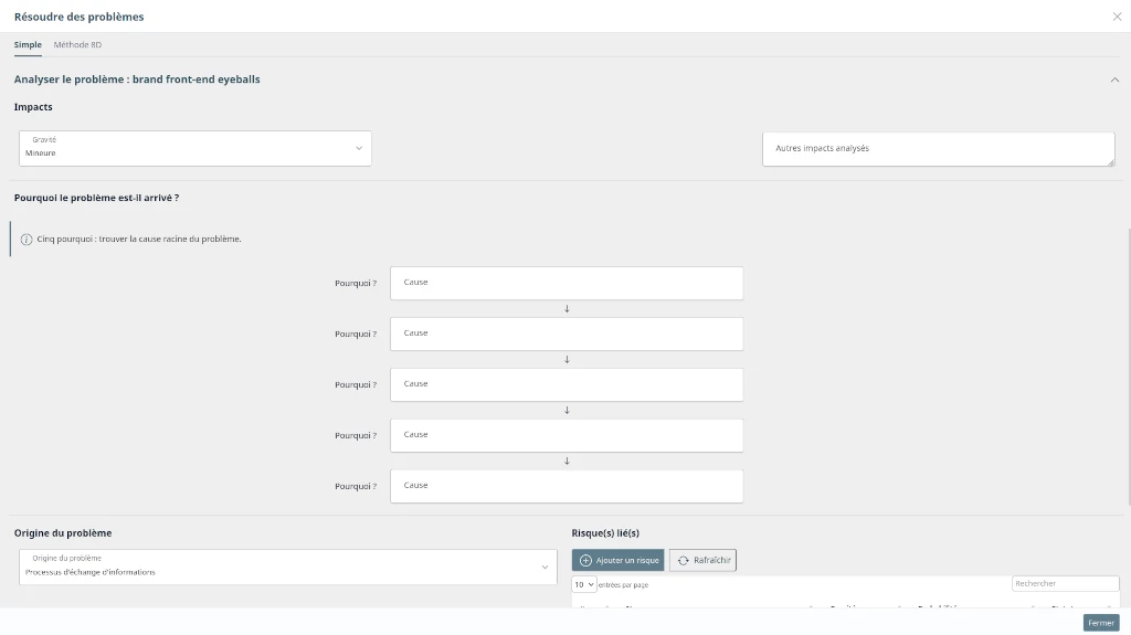 Analyse et résolution de problèmes de tout type, avec conseils de l'intelligence artificielle et plans d'actions collaboratifs